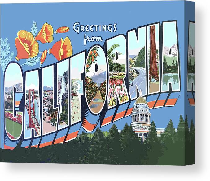 California Canvas Print featuring the digital art California Letters by Long Shot
