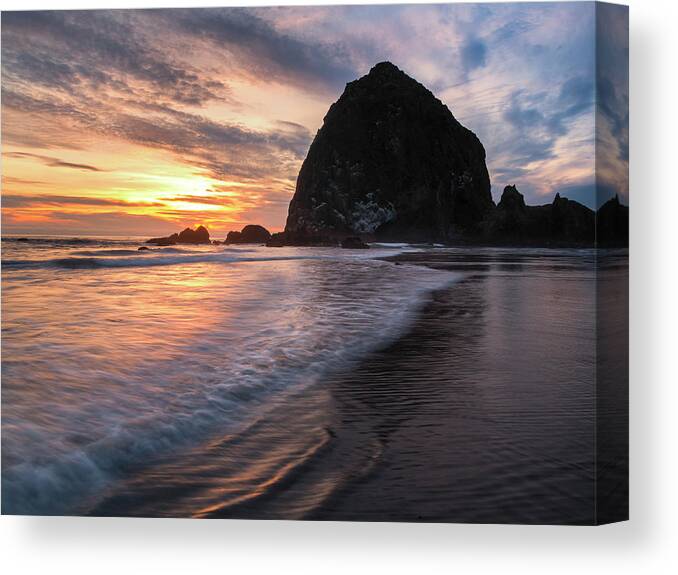 3scape Canvas Print featuring the photograph Cannon Beach Sunset by Adam Romanowicz