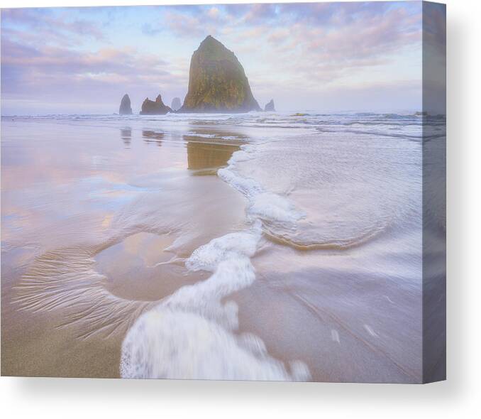 Oregon Canvas Print featuring the photograph Cannon Beach Textures in the Sand by Darren White