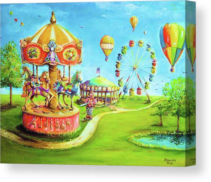 Addison At The Carnival Canvas Print featuring the painting Carnival by Bernadette Krupa