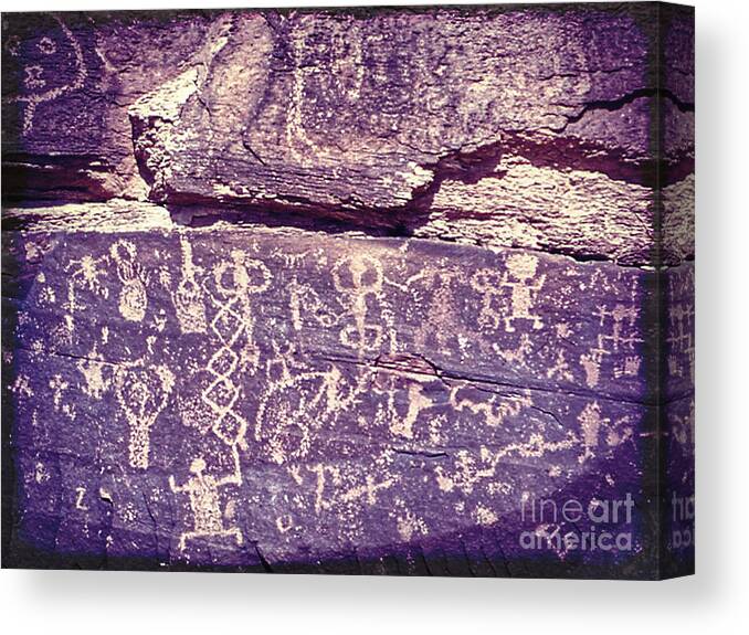 Southwest Canvas Print featuring the photograph Carvings On Rock Wall by Phil Perkins