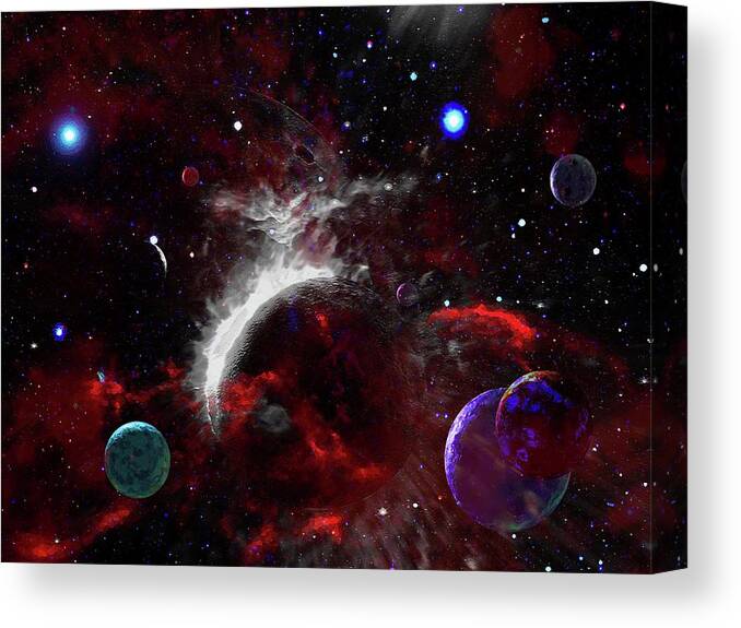  Canvas Print featuring the digital art Cataclysm of Planets by Don White Artdreamer