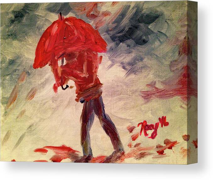 Rain Canvas Print featuring the painting Caught by Roxy Rich