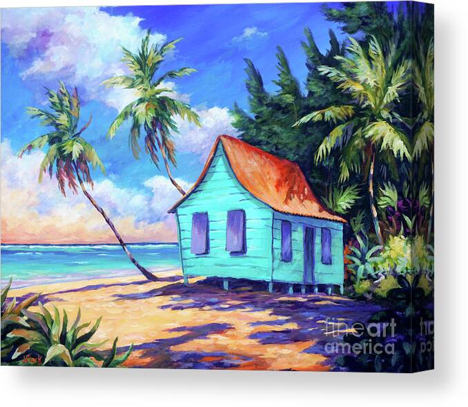 Art Canvas Print featuring the painting Cayman Cottage by John Clark