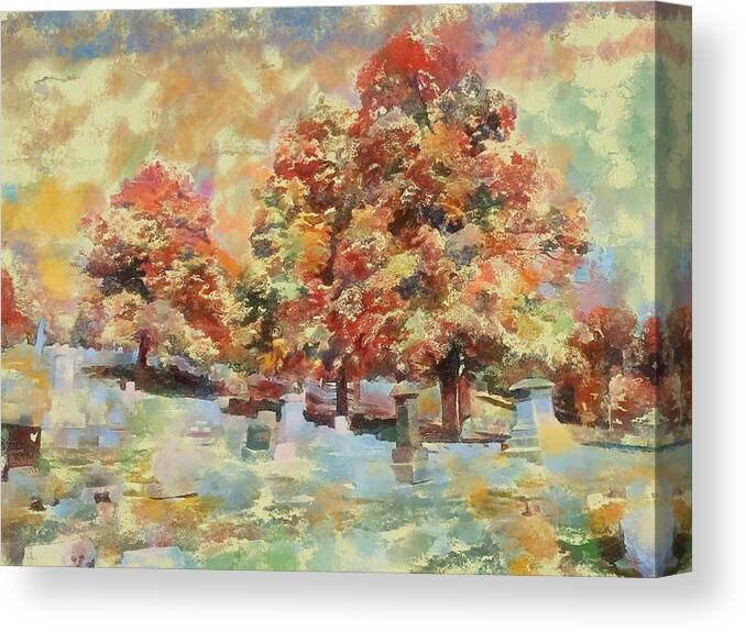 Cemetery Canvas Print featuring the mixed media Cemetery Color by Christopher Reed