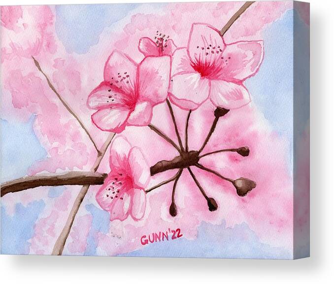 Cherry Blossoms Canvas Print featuring the painting Cherry Blossoms of Spring by Katrina Gunn