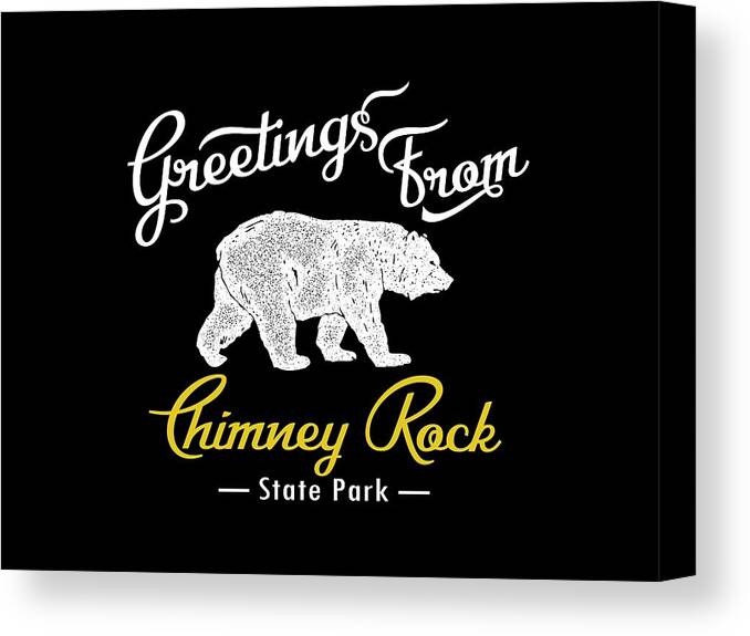 Chimney Rock Canvas Print featuring the digital art Chimney Rock State Park Bear by Flo Karp