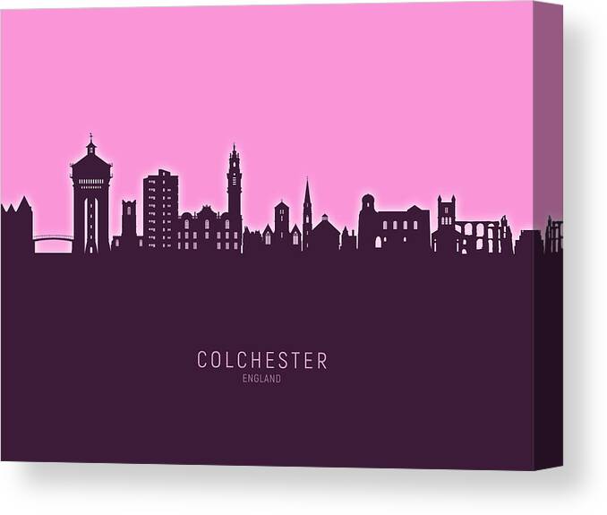 Colchester Canvas Print featuring the digital art Colchester England Skyline #48 by Michael Tompsett