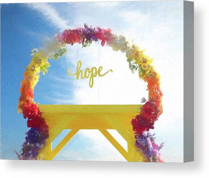 Arch Canvas Print featuring the digital art Colorful Floral Arch of Hope by Kristia Adams