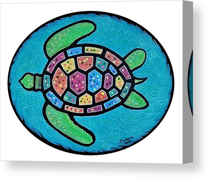 Turtle Canvas Print featuring the painting Colorful Sea Turtle 3 by Jim Harris