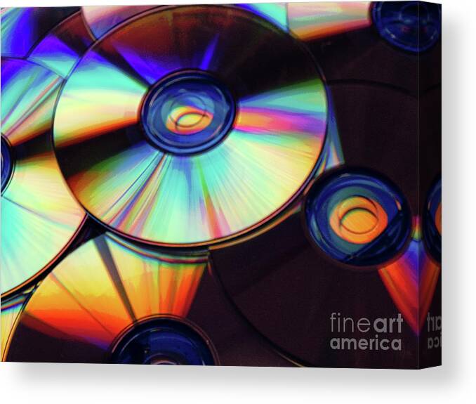 Compact Disks Canvas Print featuring the digital art Compact Disks by Phil Perkins