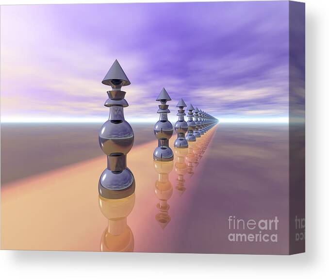 Cones Canvas Print featuring the digital art Conical Geometric Progression by Phil Perkins