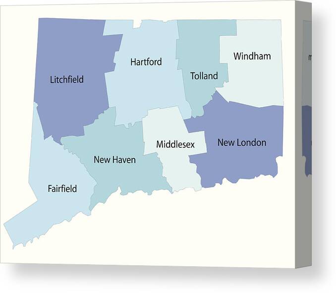 Individual Event Canvas Print featuring the drawing Connecticut state - county map by Hagencd