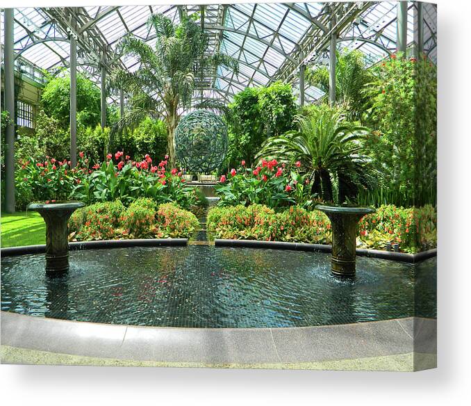Botanical Gardens Canvas Print featuring the photograph Conservatory Eloquence 02 - Longwood Gardens PA by Emmy Marie Vickers
