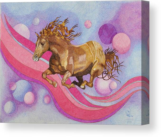 Horse Illustration Canvas Print featuring the drawing Constellation Pegasus by Equus Artisan