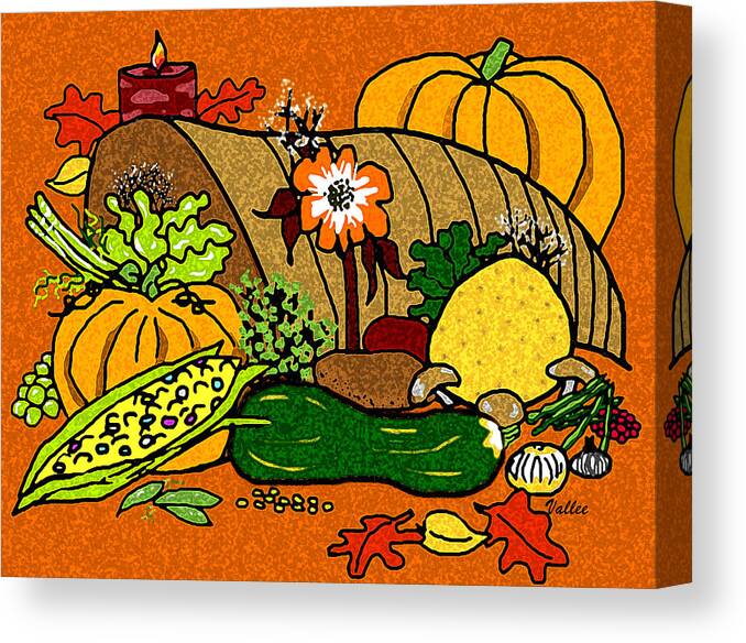 Thanksgiving Canvas Print featuring the digital art Cornucopia by Vallee Johnson
