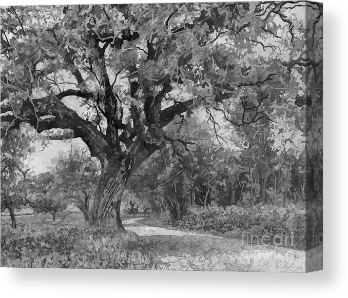 Country Canvas Print featuring the painting Country Lane in Black and White by Hailey E Herrera