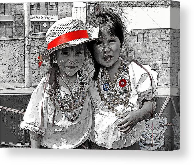 Girls Canvas Print featuring the photograph Cuenca Kids 1268 by Al Bourassa