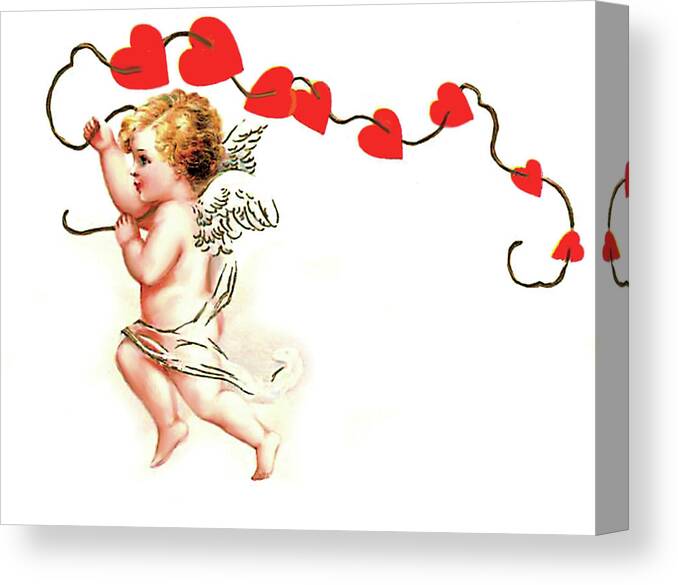 Cupid Canvas Print featuring the digital art Cupid with Hearts by Long Shot