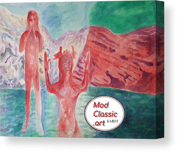 Sculpture Canvas Print featuring the painting Cycladic Tune ModClassic Art by Enrico Garff