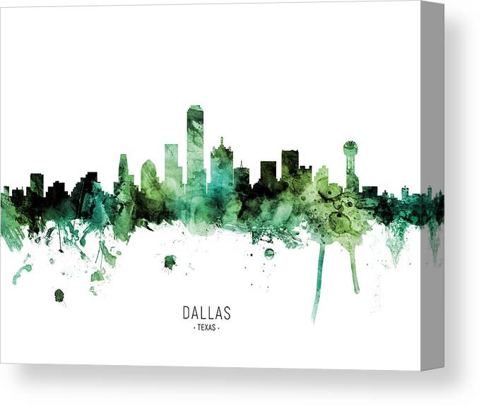 Dallas Canvas Print featuring the digital art Dallas Texas Skyline #24 by Michael Tompsett