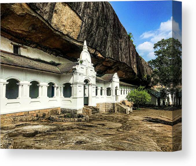 Dambulla Canvas Print featuring the photograph Dambulla Cave Temple Exterior by Christine Ley
