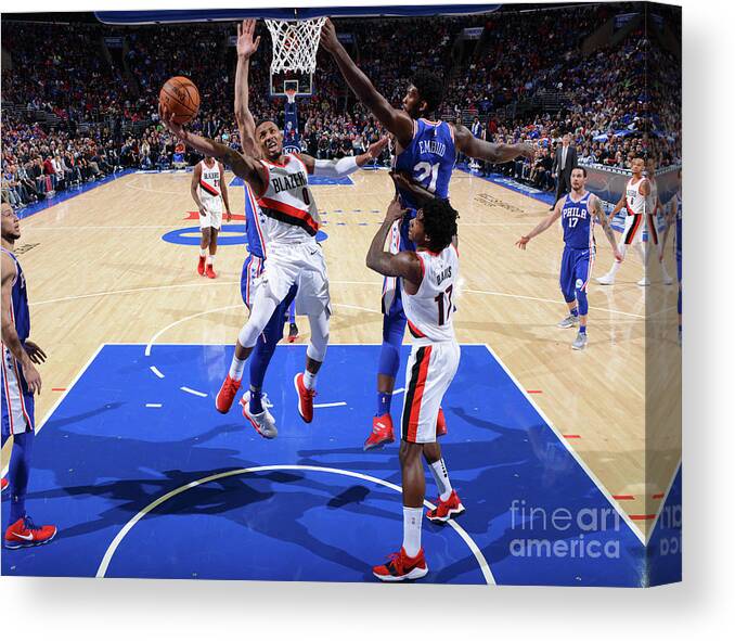Nba Pro Basketball Canvas Print featuring the photograph Damian Lillard by Jesse D. Garrabrant