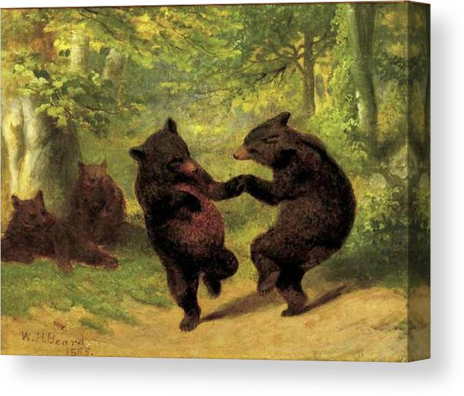 William Beard Canvas Print featuring the painting Dancing Bears by William Holbrook Beard