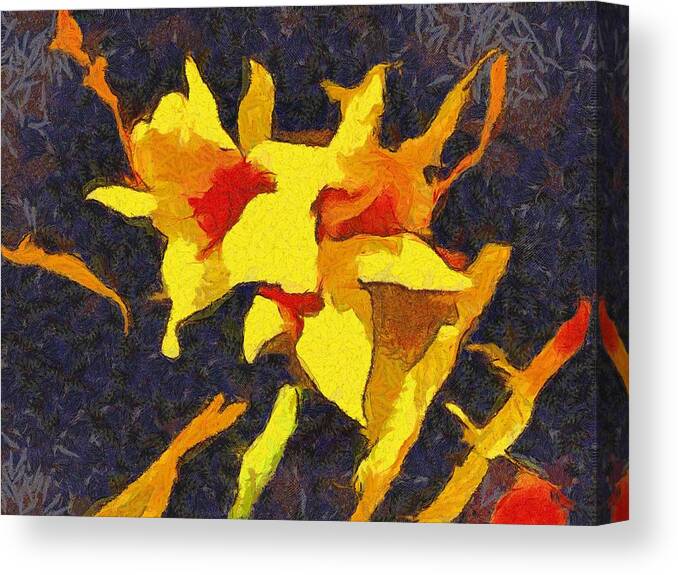Lily Canvas Print featuring the mixed media Daylilies at Night by Christopher Reed