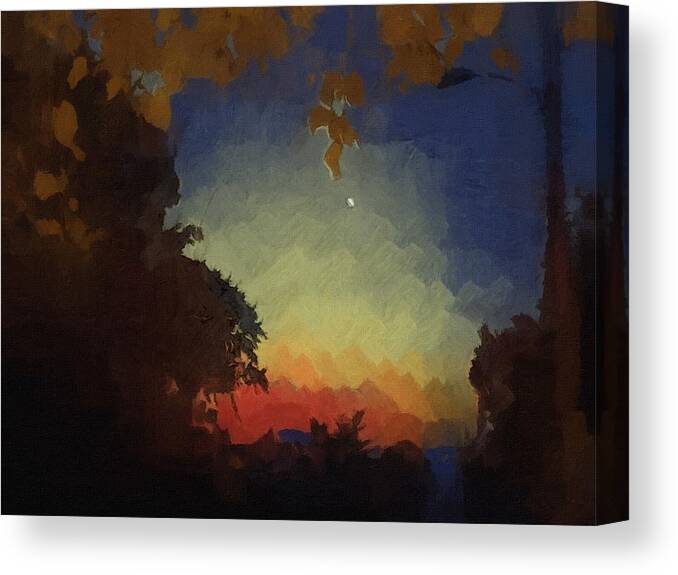 Moon Canvas Print featuring the mixed media Day's End by Christopher Reed
