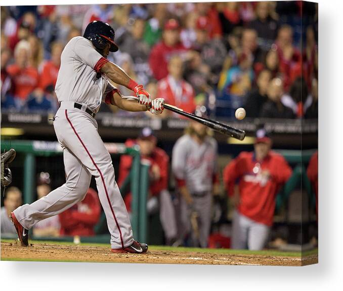 Citizens Bank Park Canvas Print featuring the photograph Denard Span by Mitchell Leff