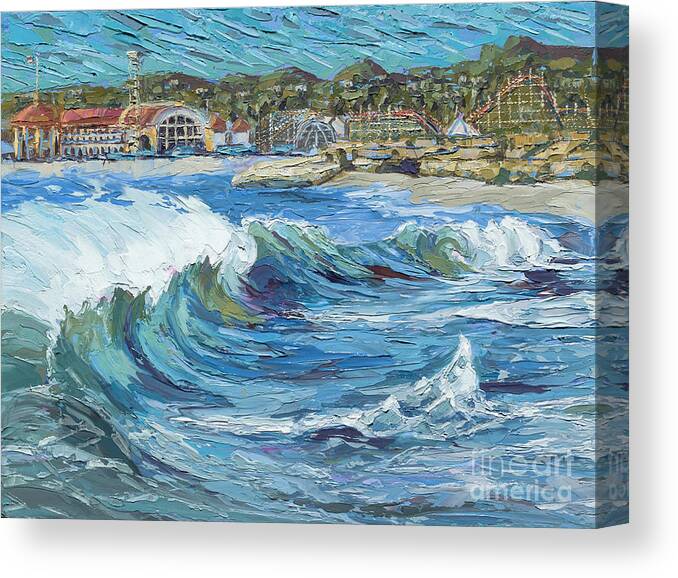 Ocean Canvas Print featuring the painting Devdutt's Wave by PJ Kirk