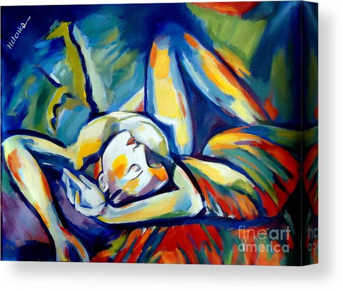 Nude Figures Canvas Print featuring the painting Distressful by Helena Wierzbicki