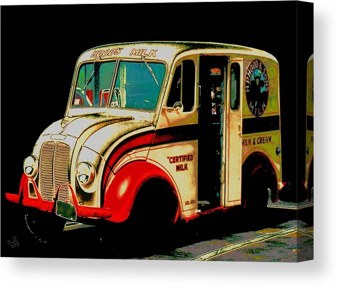 Vintage Vehicle Canvas Print featuring the digital art Divco Milk Truck by Cliff Wilson