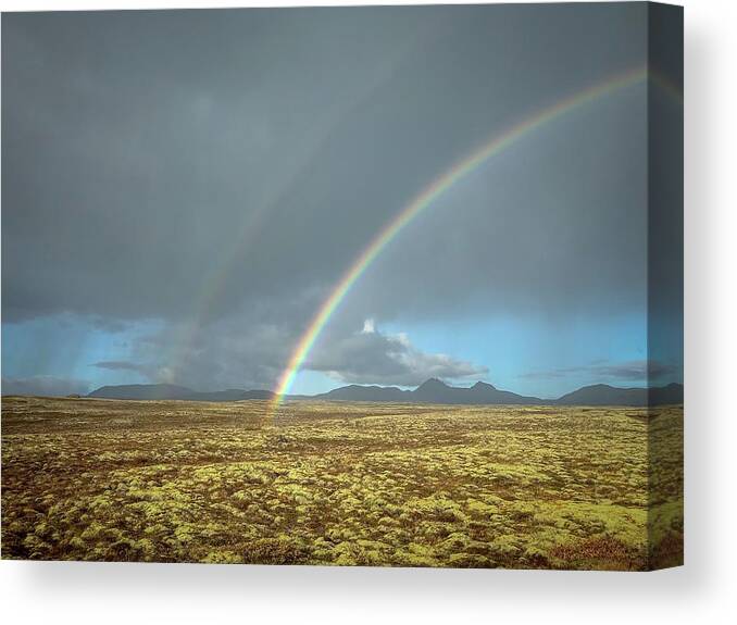 Double Rainbow Canvas Print featuring the photograph Double Rainbow by Rebecca Herranen