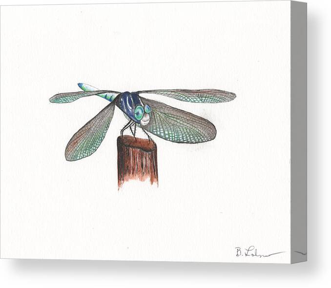 Dragonfly Canvas Print featuring the painting Dragonfly by Bob Labno