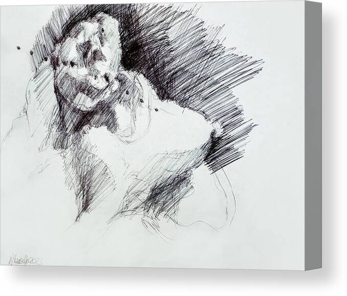  Canvas Print featuring the drawing Drawing of a Woman 48 by Veronica Huacuja