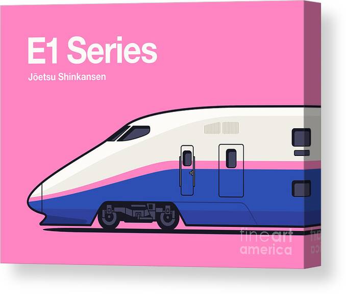Shinkansen Canvas Print featuring the digital art E1 Series Shinkansen Bullet Train Side by Organic Synthesis