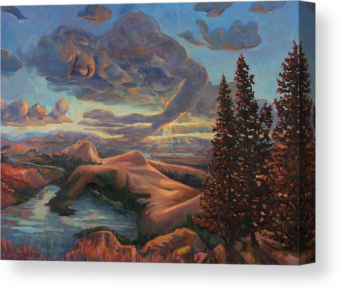 Earth Canvas Print featuring the painting Earth and sky by Marco Busoni