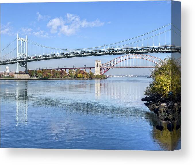 East River Canvas Print featuring the photograph East River Bridges by Cate Franklyn