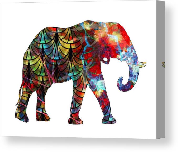 Elephant Canvas Print featuring the digital art Elephant Silhouette 2 by Eileen Backman