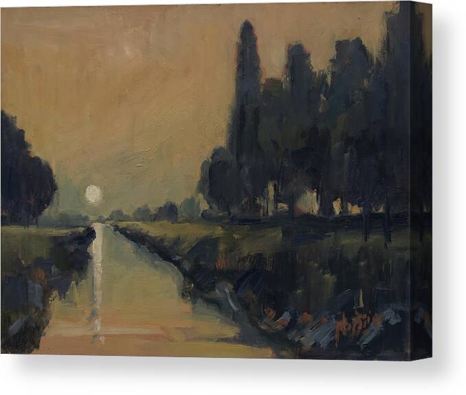Groningen Canvas Print featuring the painting End of a day in Autumn by Nop Briex