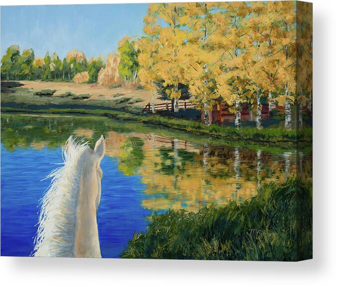 Horse Canvas Print featuring the painting Equine View by Mary Giacomini