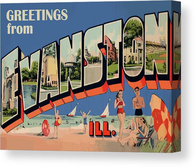 Ecanston Canvas Print featuring the digital art Evanston Letters by Long Shot