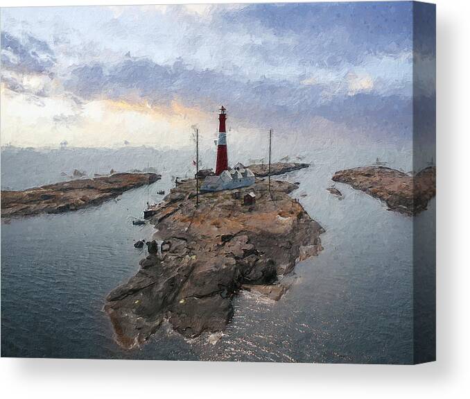 Lighthouse Canvas Print featuring the digital art Faerder lighthouse II by Geir Rosset