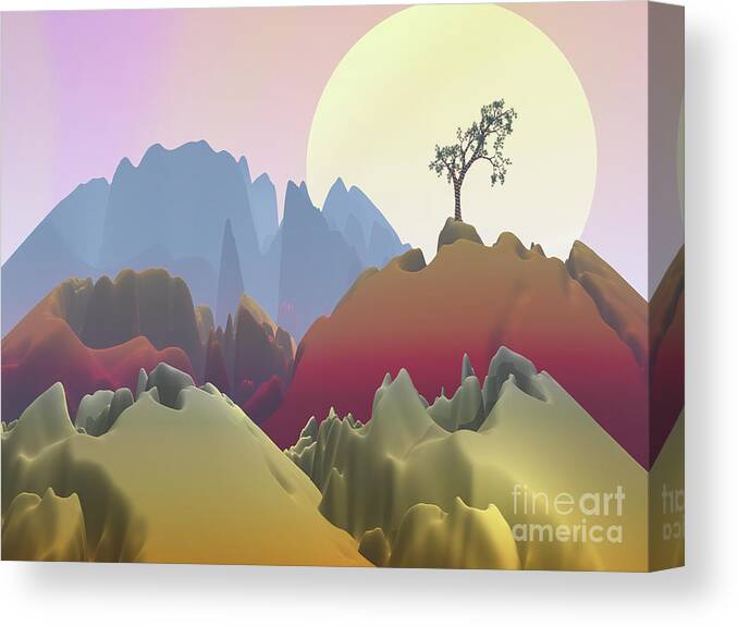 Fantasy Landscape Canvas Print featuring the digital art Fantasy Mountain by Phil Perkins