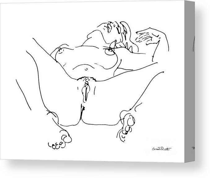 Female Erotic Drawings Canvas Print featuring the drawing Female Erotic Drawings 3 by Gordon Punt