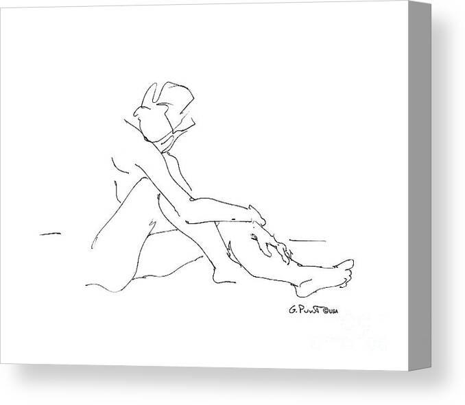 Female Canvas Print featuring the drawing Female Figure Drawing 45 by Gordon Punt