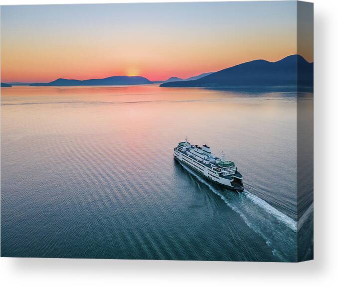 Sunset Canvas Print featuring the photograph Ferry Sunset 2 by Michael Rauwolf