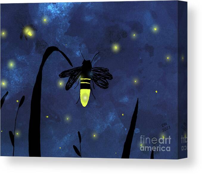 Firefly Canvas Print featuring the painting Firefly Night by D Hackett